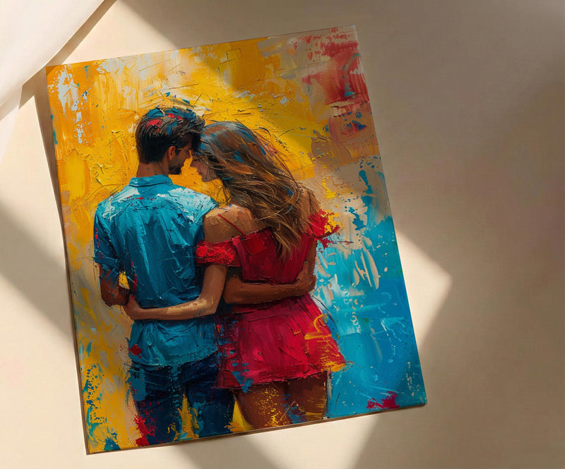 Holi Festival Poster, India Art Print, Colorful Couple Wall Art, Vibrant Powder Painting, Energetic Decor