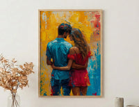 Holi Festival Poster, India Art Print, Colorful Couple Wall Art, Vibrant Powder Painting, Energetic Decor
