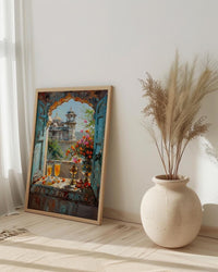 Rajasthan Wall Art, Indian Palace Art Print, Arched Window Poster, Lassi Sweet Decor, Royal Home Decor