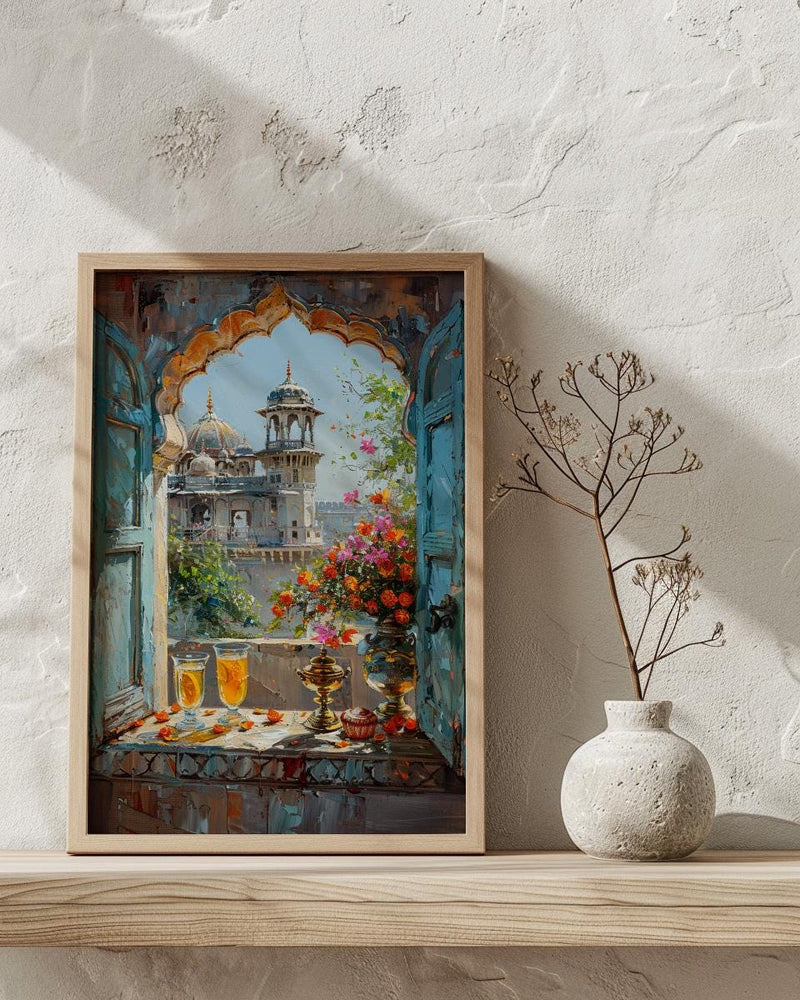 Rajasthan Wall Art, Indian Palace Art Print, Arched Window Poster, Lassi Sweet Decor, Royal Home Decor