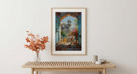 Rajasthan Wall Art, Indian Palace Art Print, Arched Window Poster, Lassi Sweet Decor, Royal Home Decor