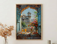 Rajasthan Wall Art, Indian Palace Art Print, Arched Window Poster, Lassi Sweet Decor, Royal Home Decor