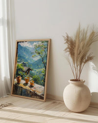 Darjeeling Art Print, Tea Garden Poster, Misty Mountain Wall Art, Masala Chai Painting, India Window Decor