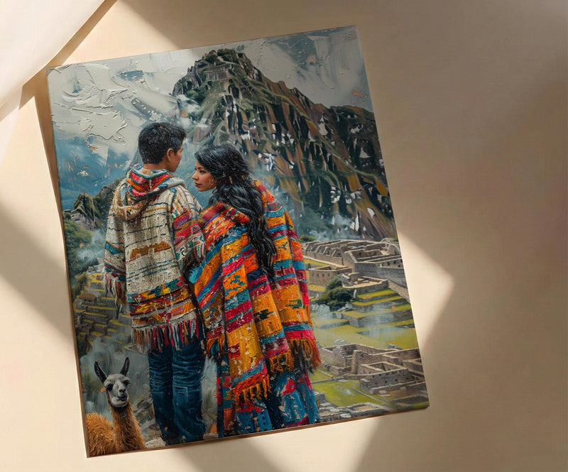 Peru Wall Art, Machu Picchu Art Print, Inca Trail Poster, Andes Mountain Painting, Latin America Travel Decor