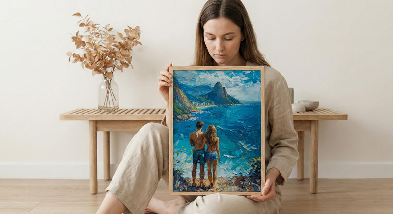 Rio de Janeiro Art Print, Brazil Ocean Poster, Christ the Redeemer Wall Art, Blue Mountain Painting, Tropical Travel Decor
