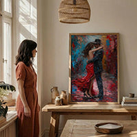 Buenos Aires Poster, Argentina Tango Art Print, Dramatic Dance Wall Art, Colorful Street Painting, Passionate Red Decor