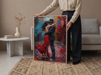 Buenos Aires Poster, Argentina Tango Art Print, Dramatic Dance Wall Art, Colorful Street Painting, Passionate Red Decor