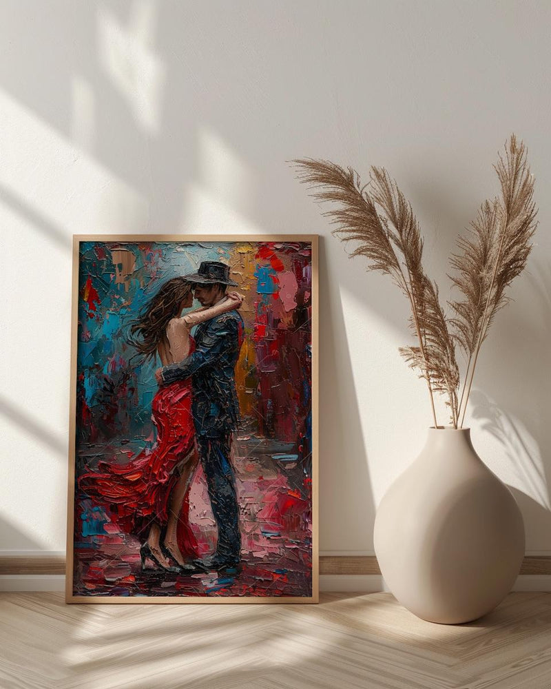 Buenos Aires Poster, Argentina Tango Art Print, Dramatic Dance Wall Art, Colorful Street Painting, Passionate Red Decor