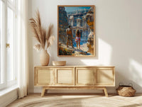 Petra Art Print, Jordan Treasury Poster, Ancient City Wall Art, Dramatic Light Painting, Middle Eastern Boho Decor