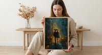 Enchanted Forest Poster, Mystical Art Print, Mushroom Wall Art, Witchy Couple Painting, Dark Fantasy Decor