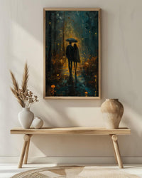 Enchanted Forest Poster, Mystical Art Print, Mushroom Wall Art, Witchy Couple Painting, Dark Fantasy Decor