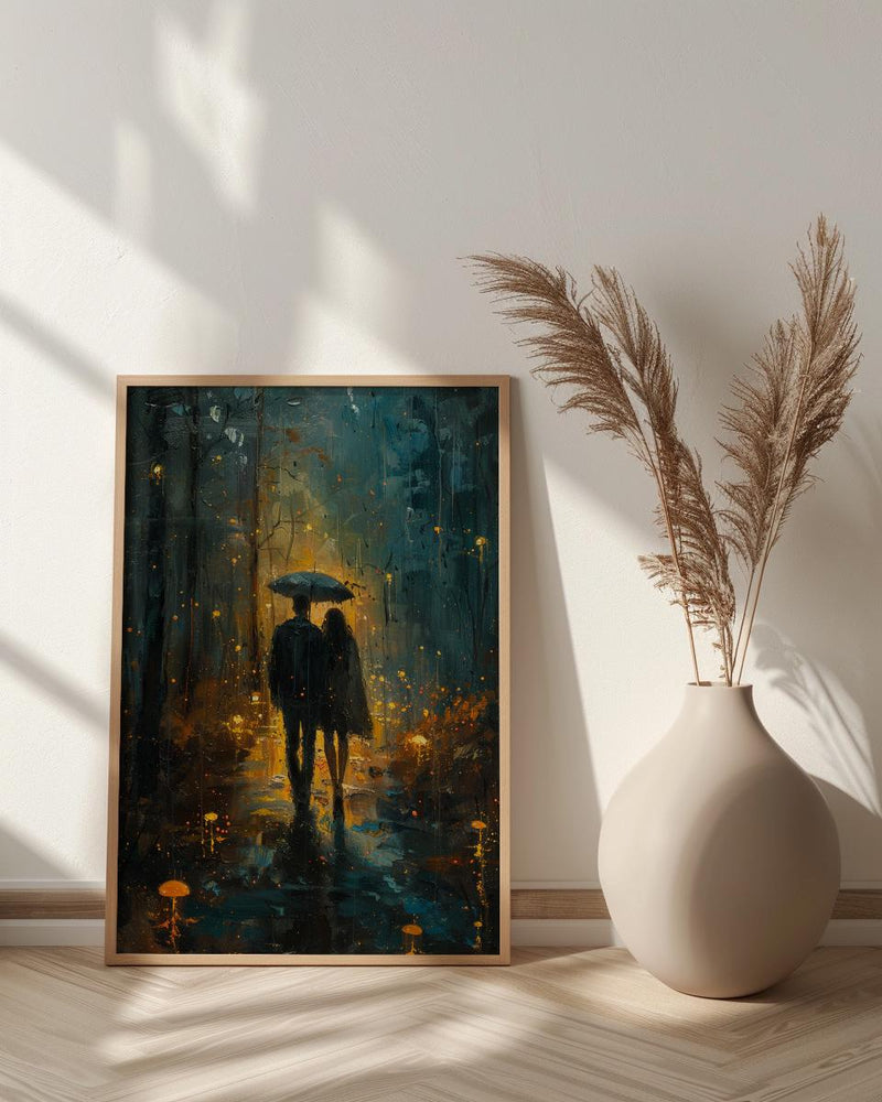 Enchanted Forest Poster, Mystical Art Print, Mushroom Wall Art, Witchy Couple Painting, Dark Fantasy Decor