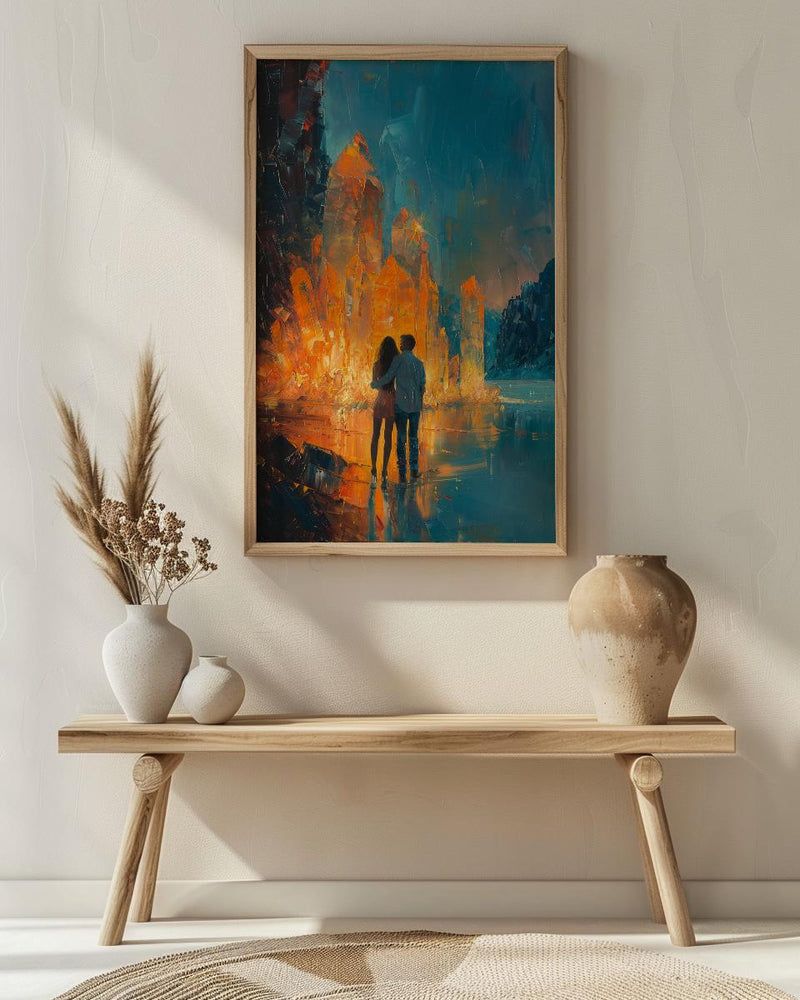 Crystal Cave Poster, Magical Wall Art, Fantasy Adventure Print, Glowing Gems Painting, Mystical Decor