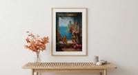 Fantasy Wall Art, Alchemist Window Art Print, Medieval Tower Poster, Golden Chalice Decor, Magical Romance Painting