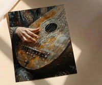 Oud Instrument Art, Music Wall Decor, Arabian Music, Impasto Oil Painting, Musician Gift, Warm Light, Housewarming Gift