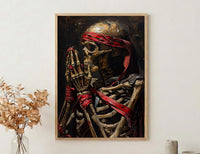 Skeleton Pinky Swear Art, Best Friend Gift, Gothic Promise Print, Impasto Oil Painting, Red Ribbon, Couple Art, Unbreakable Bond