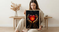 Skeleton Hands Heart, Anatomical Heart Art, Dark Love Print, Impasto Oil Painting, Gothic Symbol, Medical Decor, Eternal Love