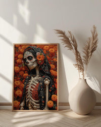 Day of the Dead Art, Sugar Skull Couple, Dia De Los Muertos, Impasto Oil Painting, Mexican Goth, Colorful Skeleton, Cultural Decor