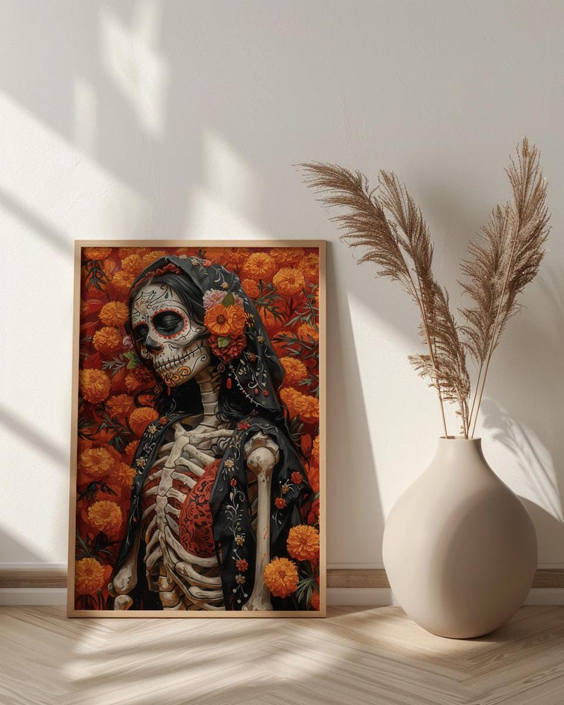 Day of the Dead Art, Sugar Skull Couple, Dia De Los Muertos, Impasto Oil Painting, Mexican Goth, Colorful Skeleton, Cultural Decor