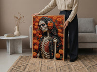 Day of the Dead Art, Sugar Skull Couple, Dia De Los Muertos, Impasto Oil Painting, Mexican Goth, Colorful Skeleton, Cultural Decor