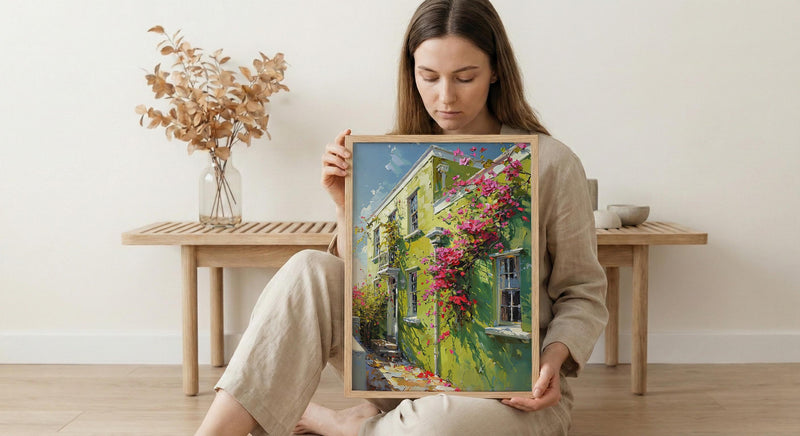 South Africa Wall Art, Bo Kaap Cape Town Print, Lime Green House Painting, Colorful Street Decor, Impasto Travel Poster