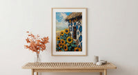 African Tribal Art, Ndebele Geometric Print, Colorful South Africa Wall Decor, Impasto Sunflower Painting, Modern Heritage