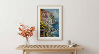 Cinque Terre Art, Italian Riviera Print, Colorful Houses, Impasto Oil Painting, Lemon Decor, Summer Vibe, Coastal
