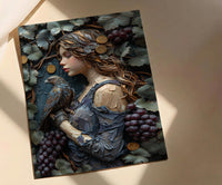 Nine Of Pentacles Print, Independent Woman Wall Art, Mothers Day Gift From Son, Museum Quality Decor, Shipped Wall Art