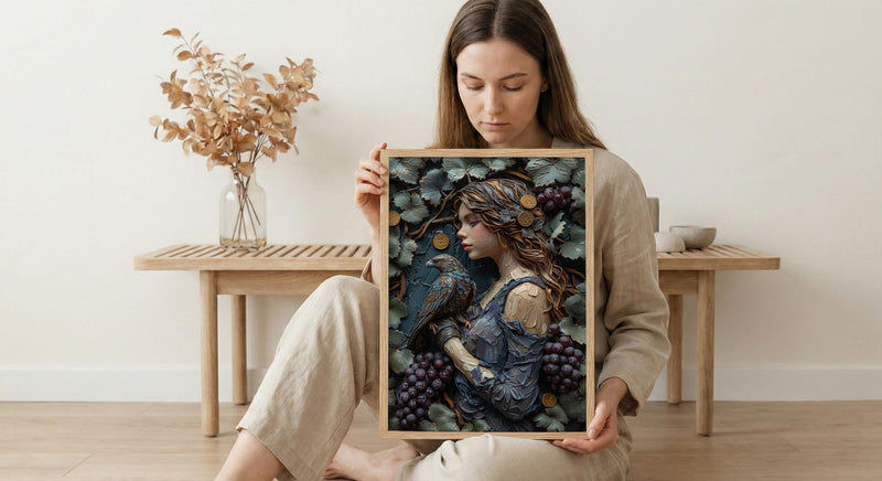 Nine Of Pentacles Print, Independent Woman Wall Art, Mothers Day Gift From Son, Museum Quality Decor, Shipped Wall Art