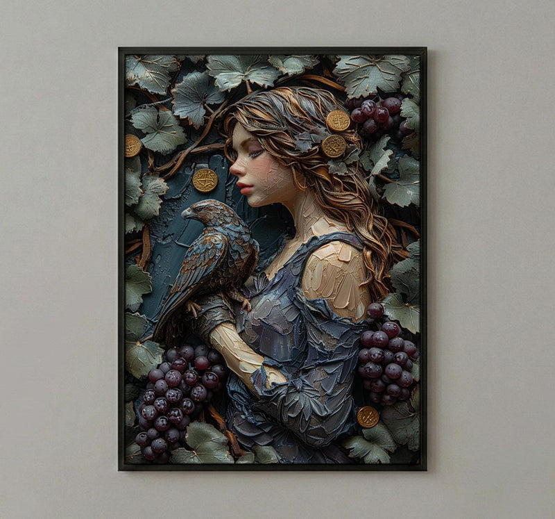 Nine Of Pentacles Print, Independent Woman Wall Art, Mothers Day Gift From Son, Museum Quality Decor, Shipped Wall Art