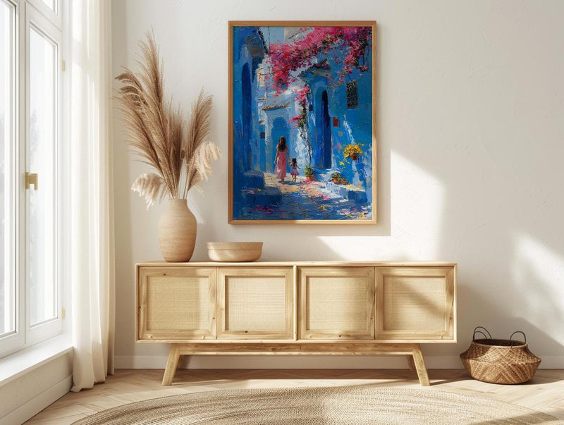 Chefchaouen Morocco Art Print, Mothers Day Gift From Daughter, Blue City Wall Art, Mother Daughter Poster, African Decor