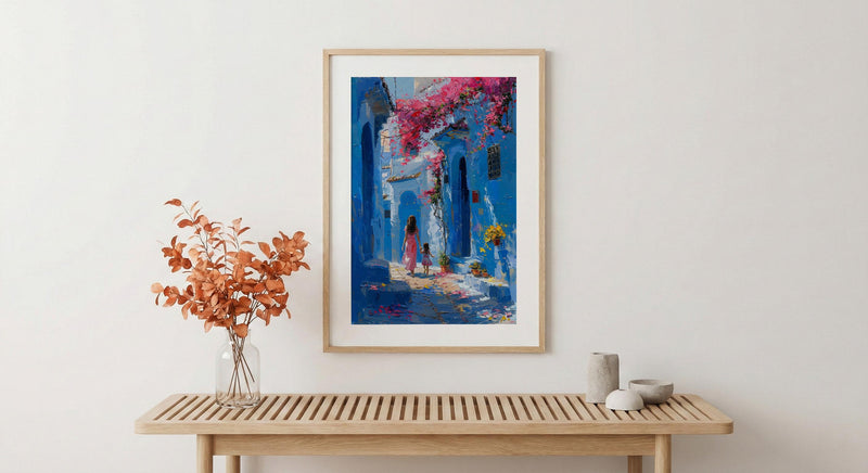 Chefchaouen Morocco Art Print, Mothers Day Gift From Daughter, Blue City Wall Art, Mother Daughter Poster, African Decor