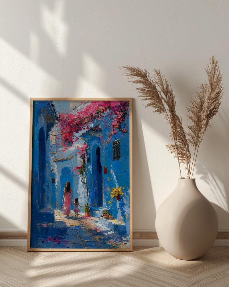 Chefchaouen Morocco Art Print, Mothers Day Gift From Daughter, Blue City Wall Art, Mother Daughter Poster, African Decor