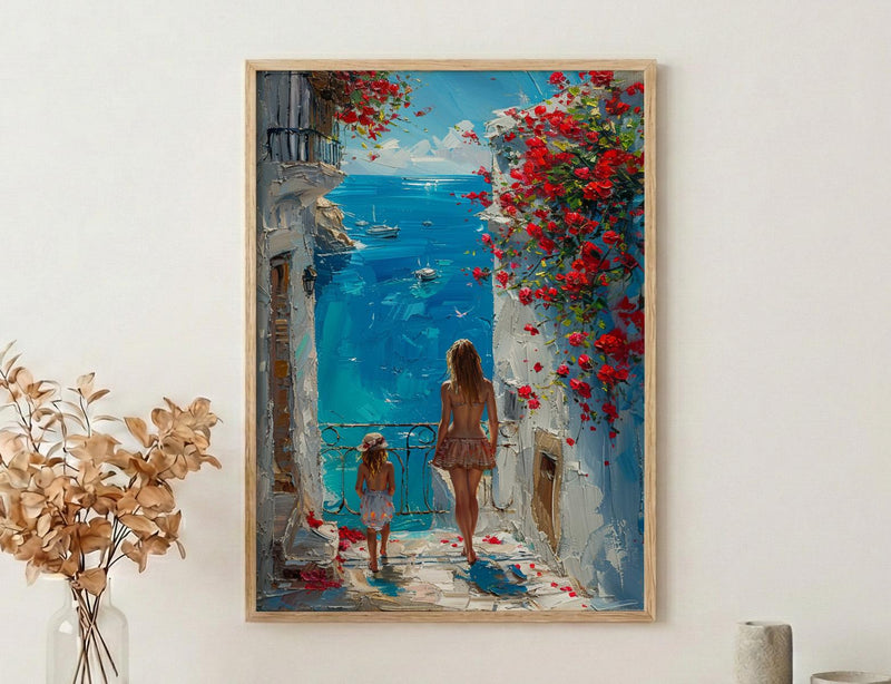 Tunisia Sidi Bou Said Print, Mothers Day Gift From Daughter, Mediterranean Wall Art, Mother Daughter Poster, Coastal Decor