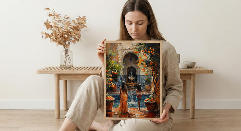 Marrakech Morocco Art Print, Mothers Day Gift From Daughter, Riad Courtyard Wall Art, Mother Daughter Poster, African Decor