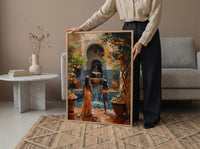 Marrakech Morocco Art Print, Mothers Day Gift From Daughter, Riad Courtyard Wall Art, Mother Daughter Poster, African Decor