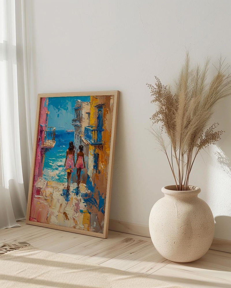 Senegal Saint Louis Art Print, Mothers Day Gift From Daughter, Colonial Street Wall Art, Mother Daughter Poster, African Decor