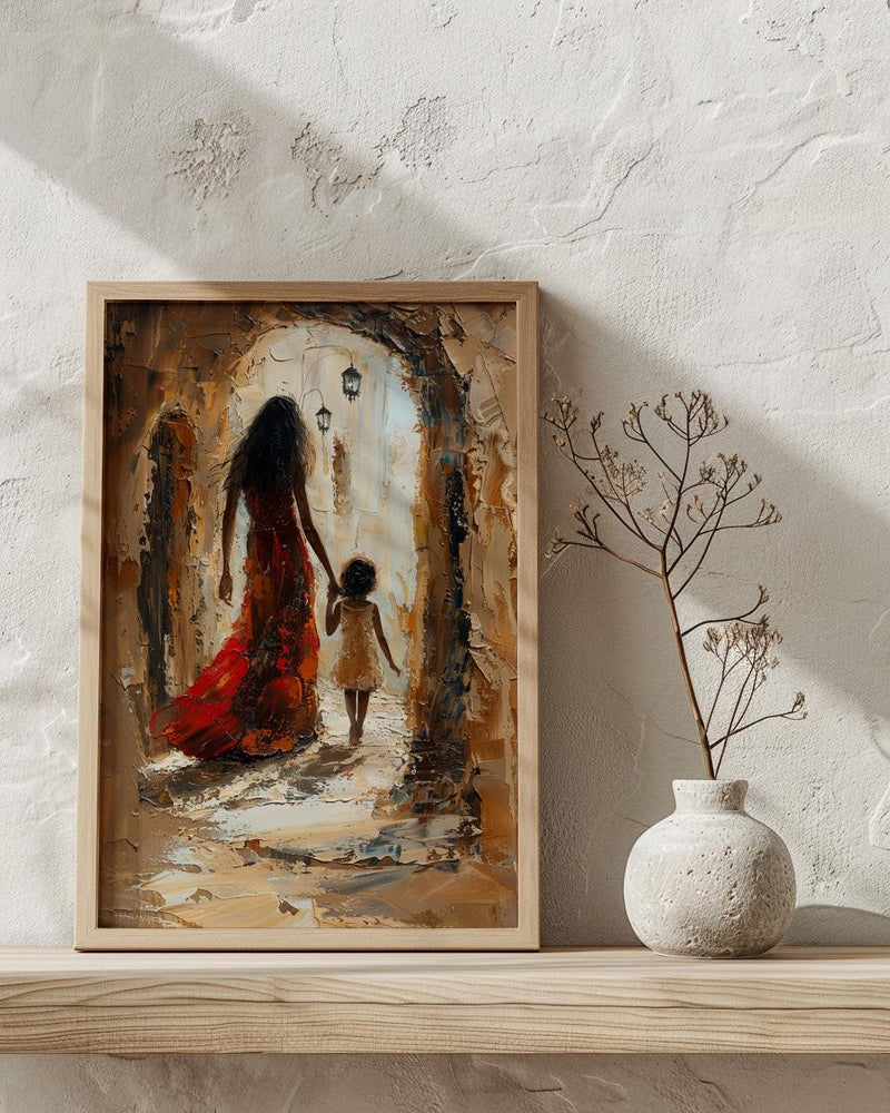 Kenya Lamu Old Town Art Print, Mothers Day Gift From Daughter, Coastal Street Wall Art, Mother Daughter Poster, African Decor