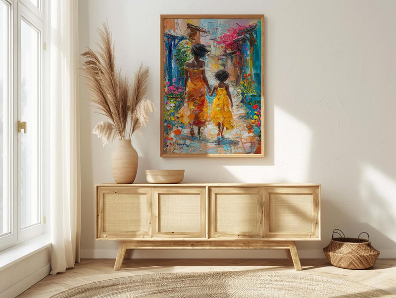 Ethiopia Harar Art Print, Mothers Day Gift From Daughter, Colorful Street Wall Art, Mother Daughter Poster, African Decor