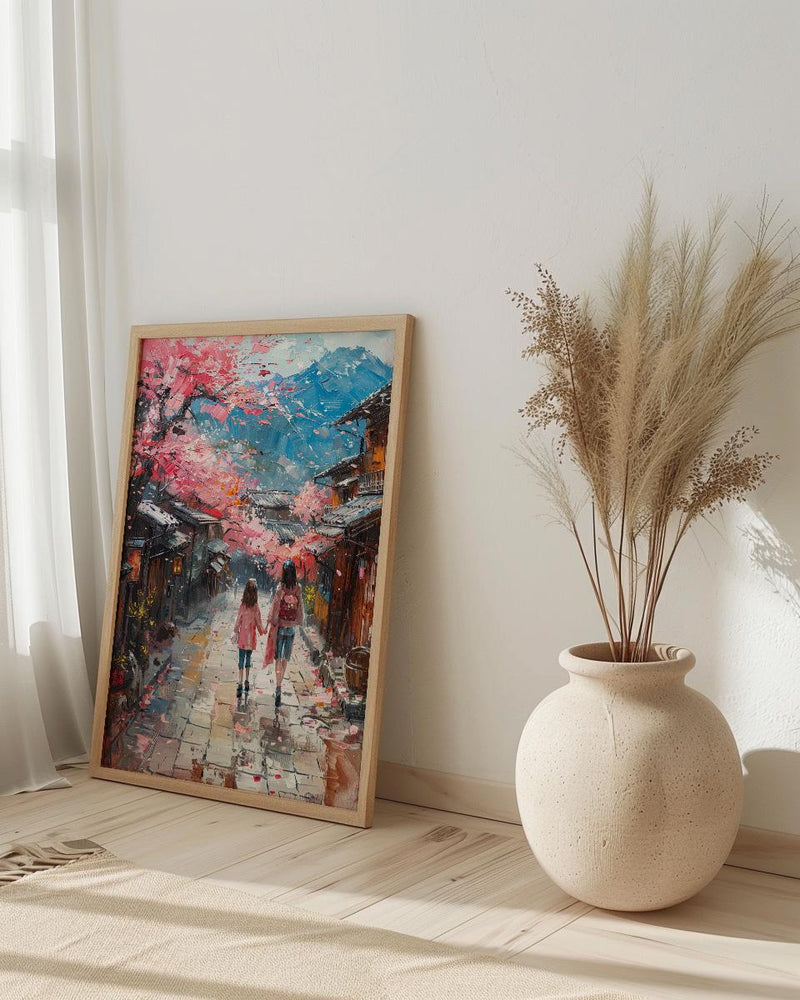 Kyoto Japan Art Print, Cherry Blossom Wall Art, Mothers Day Gift From Daughter, Mother Daughter Poster, Museum Quality Decor