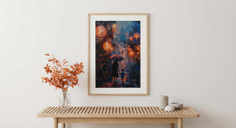 Taiwan Jiufen Art Print, Mothers Day Gift From Son, Mom And Son Poster, Museum Quality Asian Decor, Shipped Wall Art