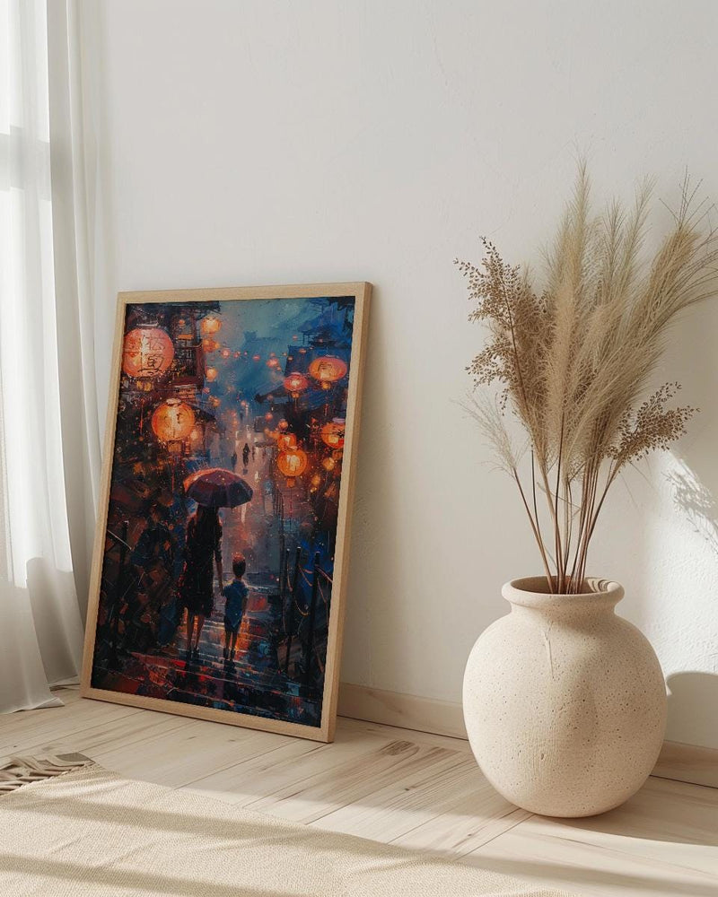 Taiwan Jiufen Art Print, Mothers Day Gift From Son, Mom And Son Poster, Museum Quality Asian Decor, Shipped Wall Art