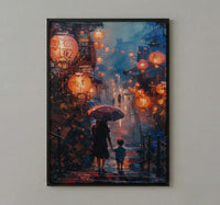 Taiwan Jiufen Art Print, Mothers Day Gift From Son, Mom And Son Poster, Museum Quality Asian Decor, Shipped Wall Art