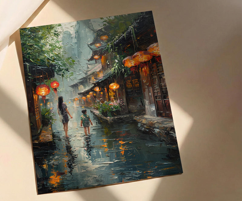 Lijiang China Art Print, Mothers Day Gift From Son, Ancient Town Wall Art, Mom And Son Poster, Museum Quality Decor