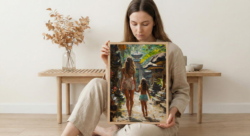 Ubud Bali Art Print, Tropical Asian Wall Art, Mothers Day Gift From Daughter, Mother Daughter Poster, Museum Quality Decor