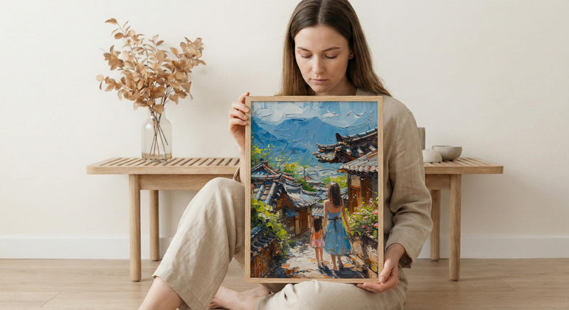 Seoul South Korea Print, Bukchon Hanok Wall Art, Mothers Day Gift From Daughter, Museum Quality Decor, Mother Daughter Poster