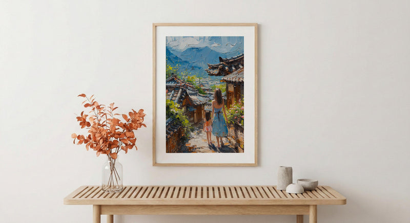 Seoul South Korea Print, Bukchon Hanok Wall Art, Mothers Day Gift From Daughter, Museum Quality Decor, Mother Daughter Poster