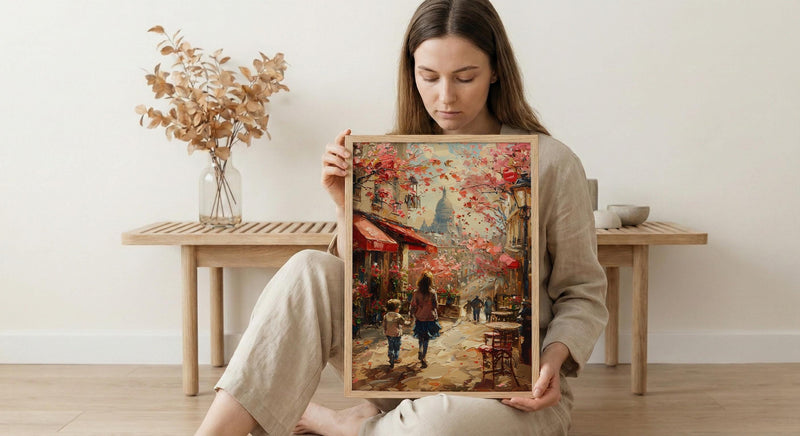 Paris Montmartre Print, Mothers Day Gift From Son, French Cafe Wall Art, Mom And Son Poster, Museum Quality Decor