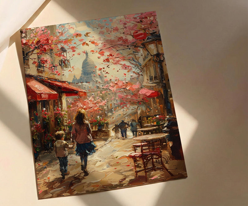 Paris Montmartre Print, Mothers Day Gift From Son, French Cafe Wall Art, Mom And Son Poster, Museum Quality Decor