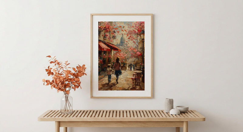 Paris Montmartre Print, Mothers Day Gift From Son, French Cafe Wall Art, Mom And Son Poster, Museum Quality Decor
